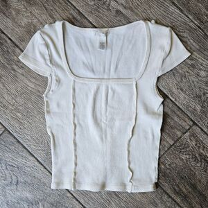 Full Tilt Short Sleeve Cream Top Size XS